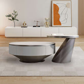 Set of 2 modern round nesting coffee tables with drawers and storage space main product image